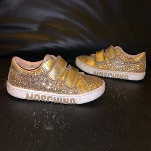 Moschino gold glitter straps sneakers shoes